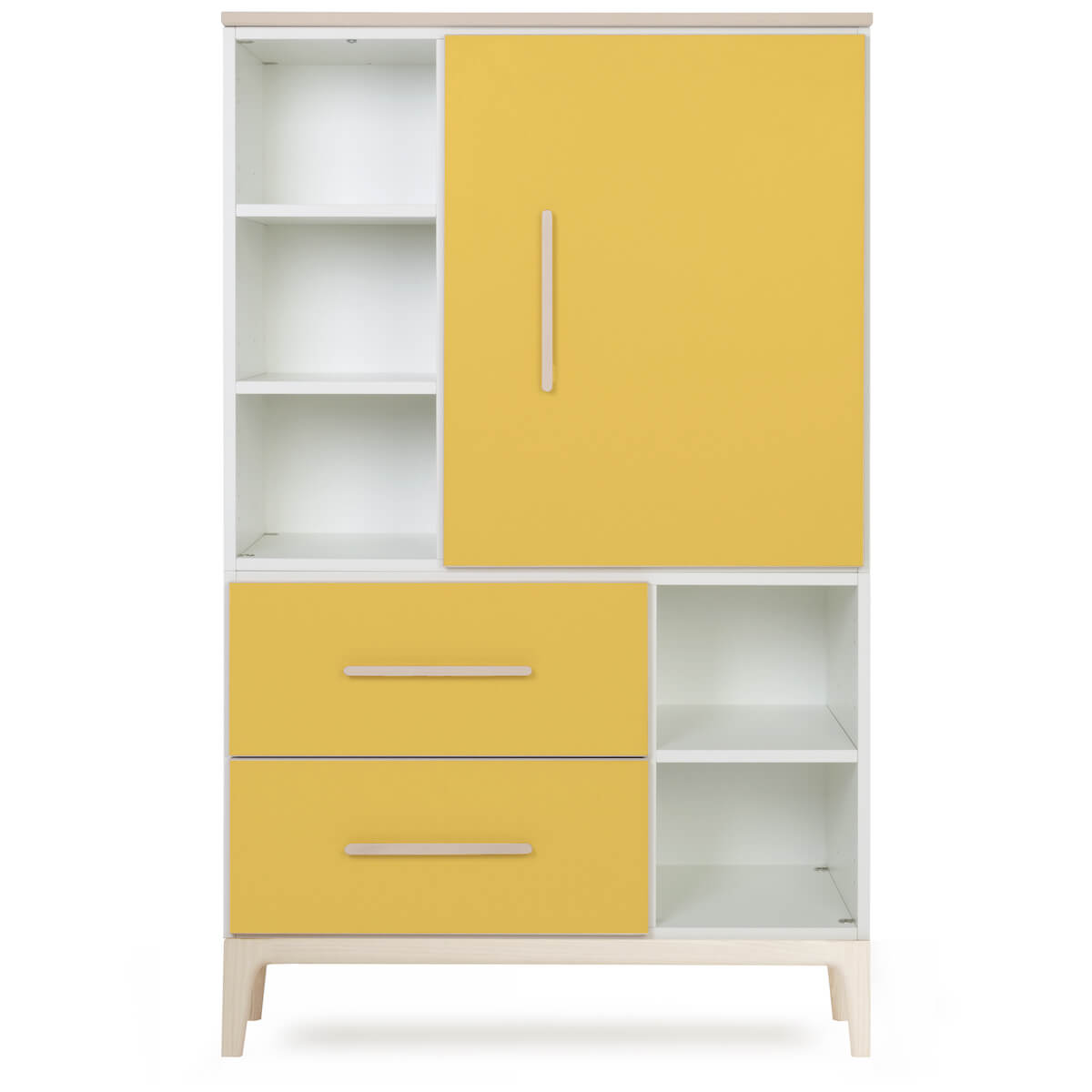 Kleiderschrank 147 cm 1-türig 2 Schubladen NADO Curve Esche sunshine yellow