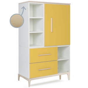 Kleiderschrank 147 cm 1-türig 2 Schubladen NADO Curve Esche sunshine yellow