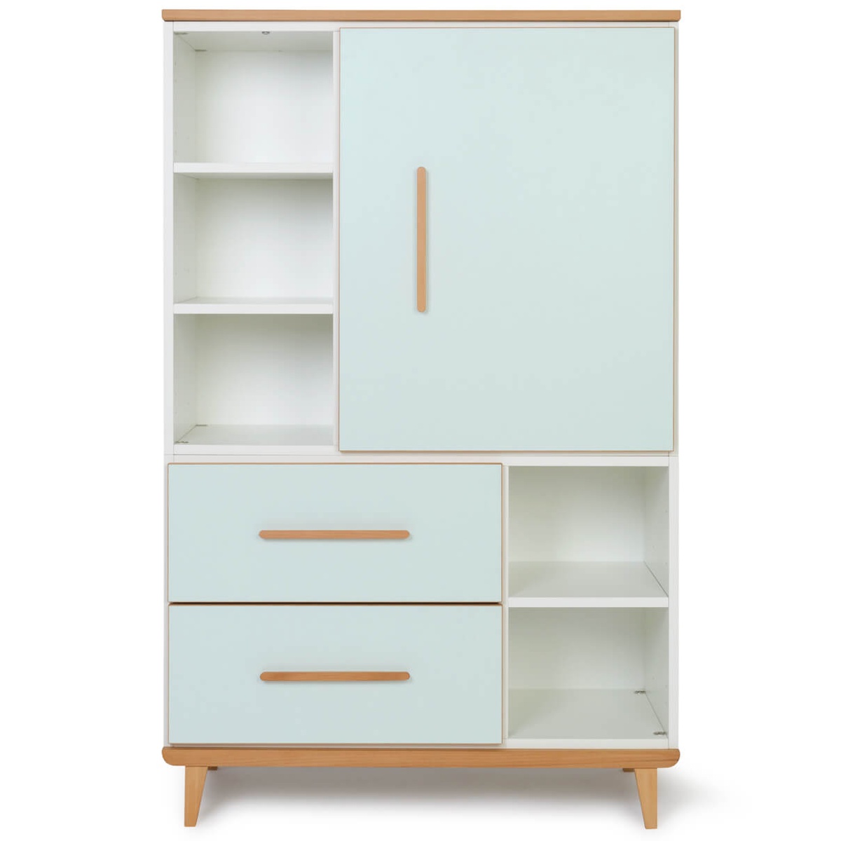 Kleiderschrank 147 cm 1-türig 2 Schubladen NADO Retro Buche mint