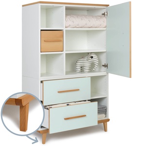 Kleiderschrank 147 cm 1-türig 2 Schubladen NADO Retro Buche mint
