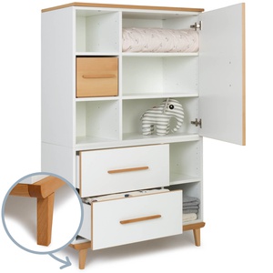 Kleiderschrank 147 cm 1-türig 2 Schubladen NADO Retro Buche white