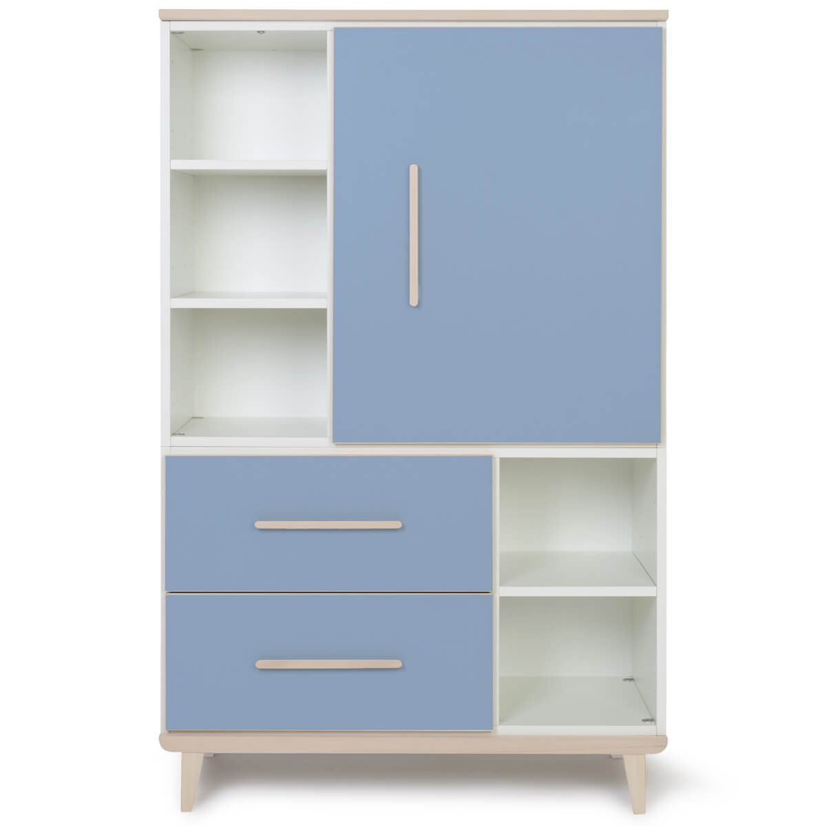Kleiderschrank 147 cm 1-türig 2 Schubladen NADO Retro Esche capri blue