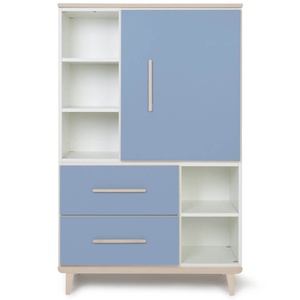 Kleiderschrank 147 cm 1-türig 2 Schubladen NADO Retro Esche capri blue