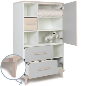 Kleiderschrank 147 cm 1-türig 2 Schubladen NADO Retro Esche manhattan grey