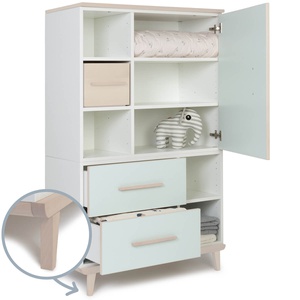 Kleiderschrank 147 cm 1-türig 2 Schubladen NADO Retro Esche mint