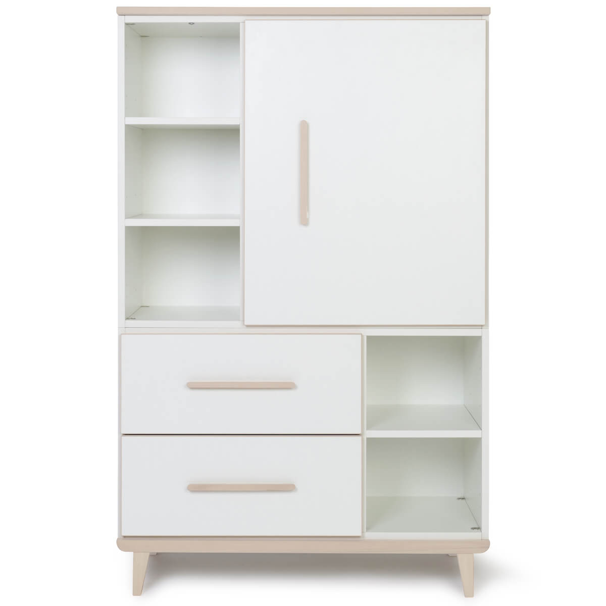 Kleiderschrank 147 cm 1-türig 2 Schubladen NADO Retro Esche white