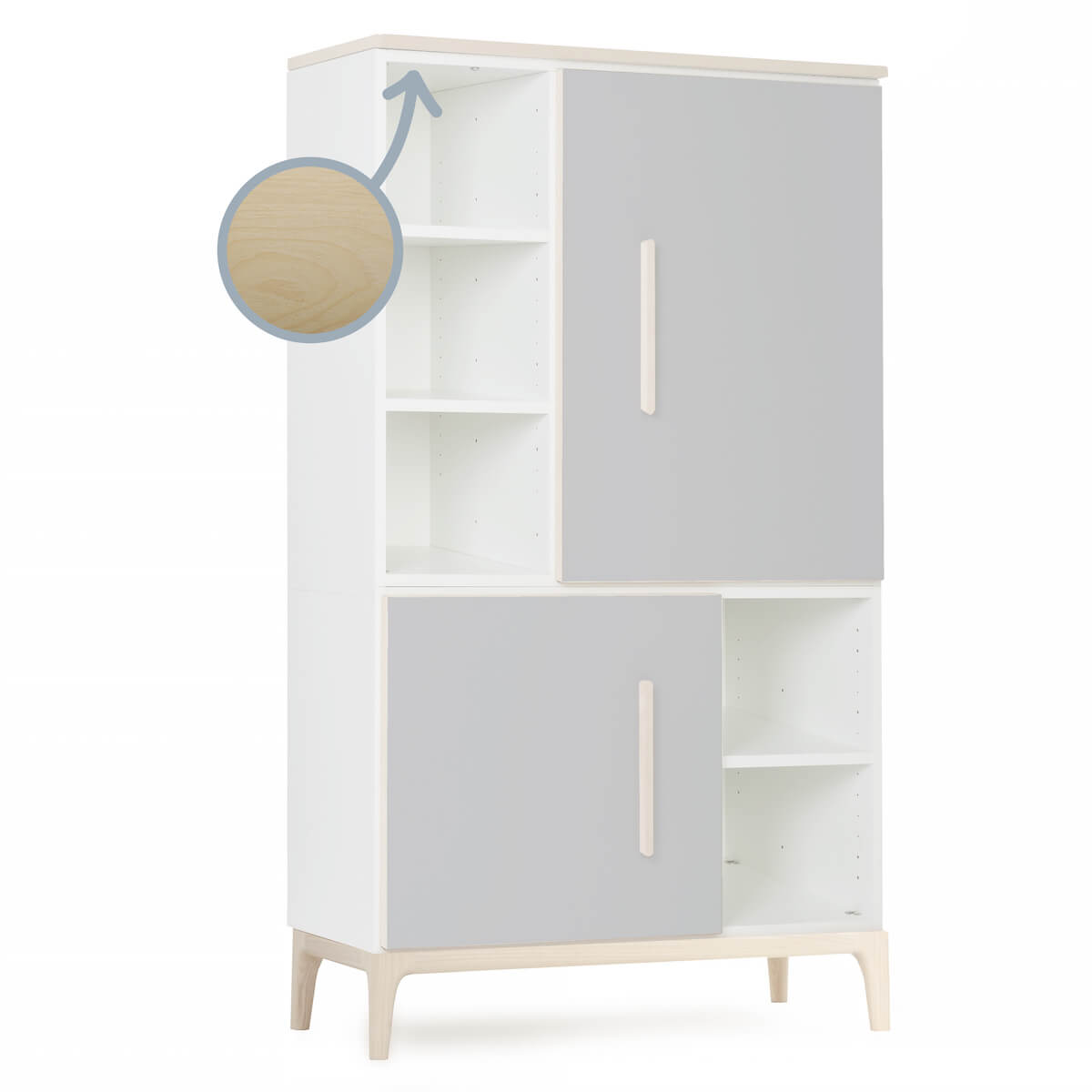 Kleiderschrank 147 cm 2-türig  NADO Curve Esche manhattan grey