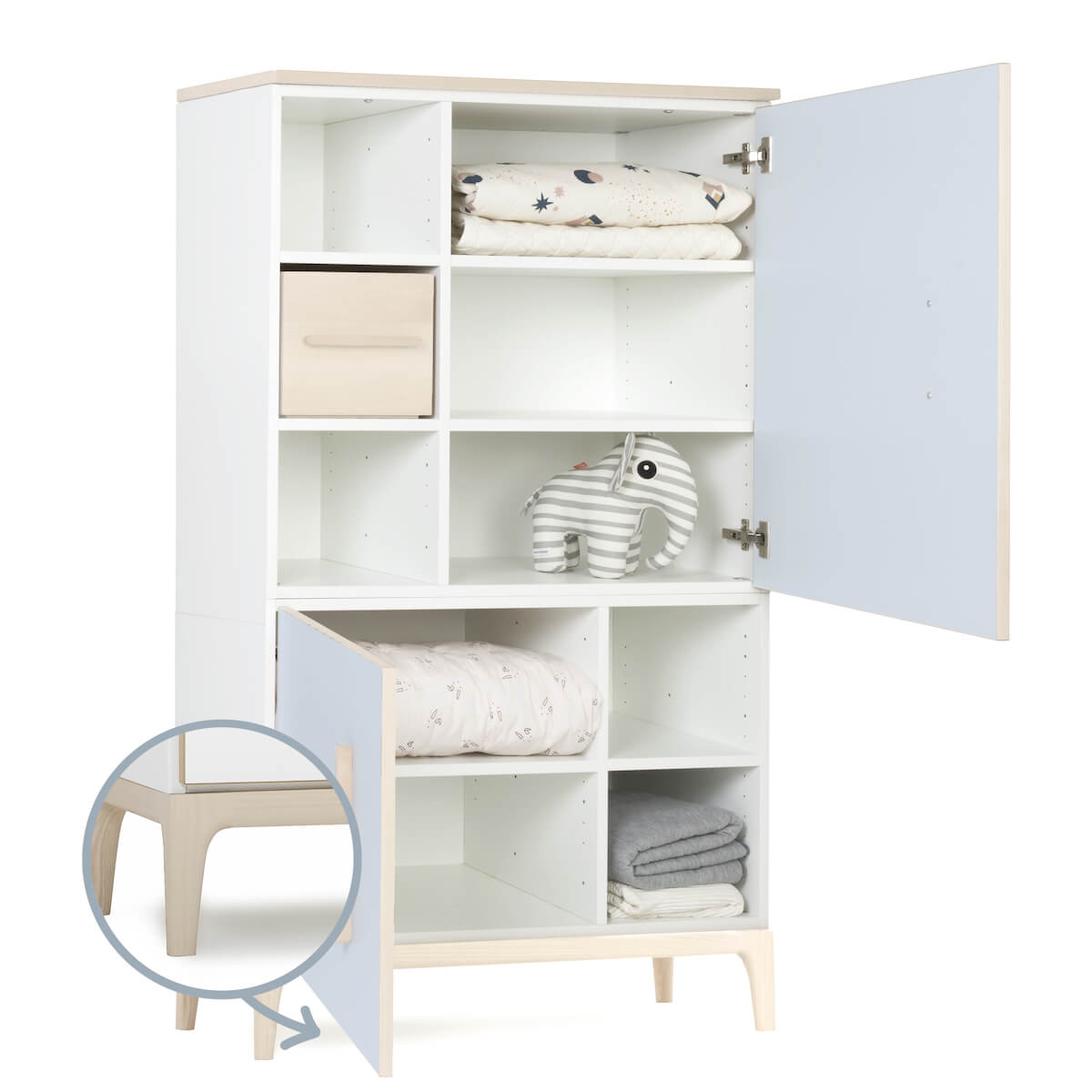 Kleiderschrank 147 cm 2-türig  NADO Curve Esche sky blue