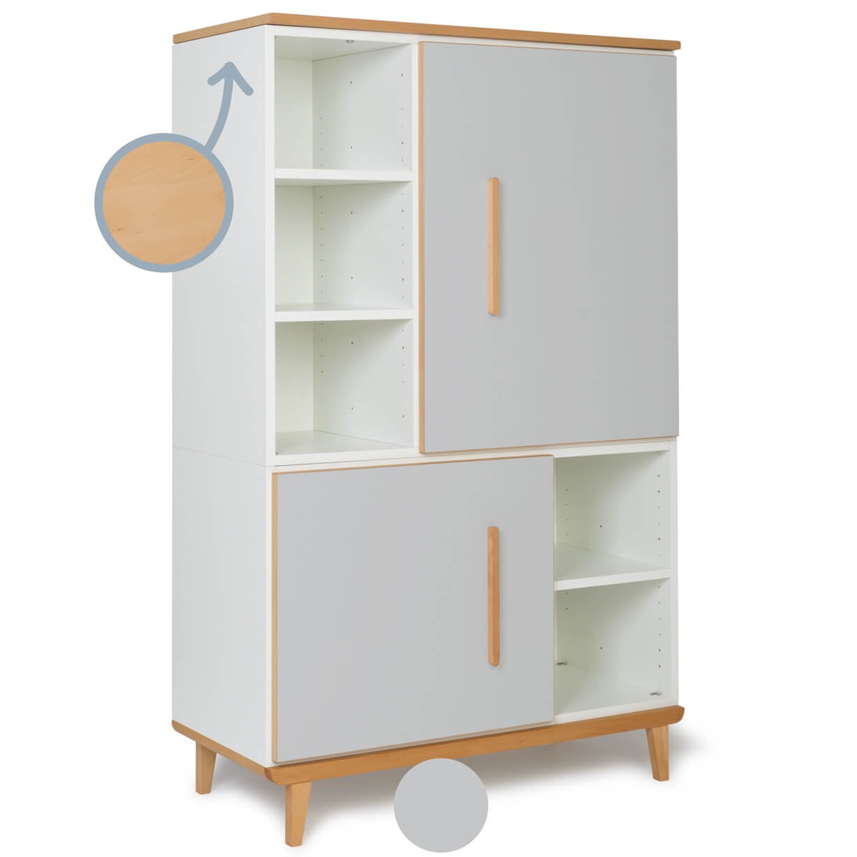 Kleiderschrank 147 cm 2-türig  NADO Retro Buche manhattan grey