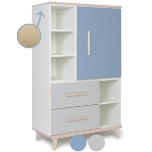 Kleiderschrank 147cm 1-türig 2 Schubladen NADO Esche capri blue-manhattan grey