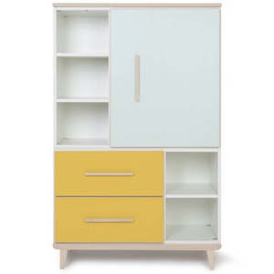 Kleiderschrank 147cm 1-türig 2 Schubladen NADO Esche mint-sunshine yellow