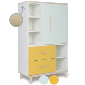 Kleiderschrank 147cm 1-türig 2 Schubladen NADO Esche mint-sunshine yellow