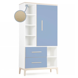 Kleiderschrank 173 cm 1-türig 2 Schubladen NADO Curve Esche capri blue