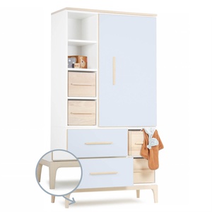Kleiderschrank 173 cm 1-türig 2 Schubladen NADO Curve Esche sky blue