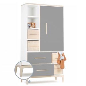 Kleiderschrank 173 cm 1-türig 2 Schubladen NADO Curve Esche slate grey