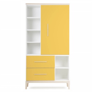 Kleiderschrank 173 cm 1-türig 2 Schubladen NADO Curve Esche sunshine yellow