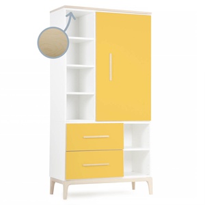 Kleiderschrank 173 cm 1-türig 2 Schubladen NADO Curve Esche sunshine yellow