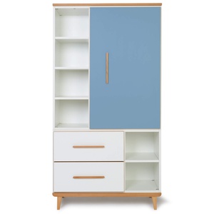 Kleiderschrank 173 cm 1-türig 2 Schubladen NADO Retro Buche capri blue-white