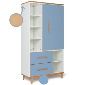 Kleiderschrank 173 cm 1-türig 2 Schubladen NADO Retro Buche capri blue