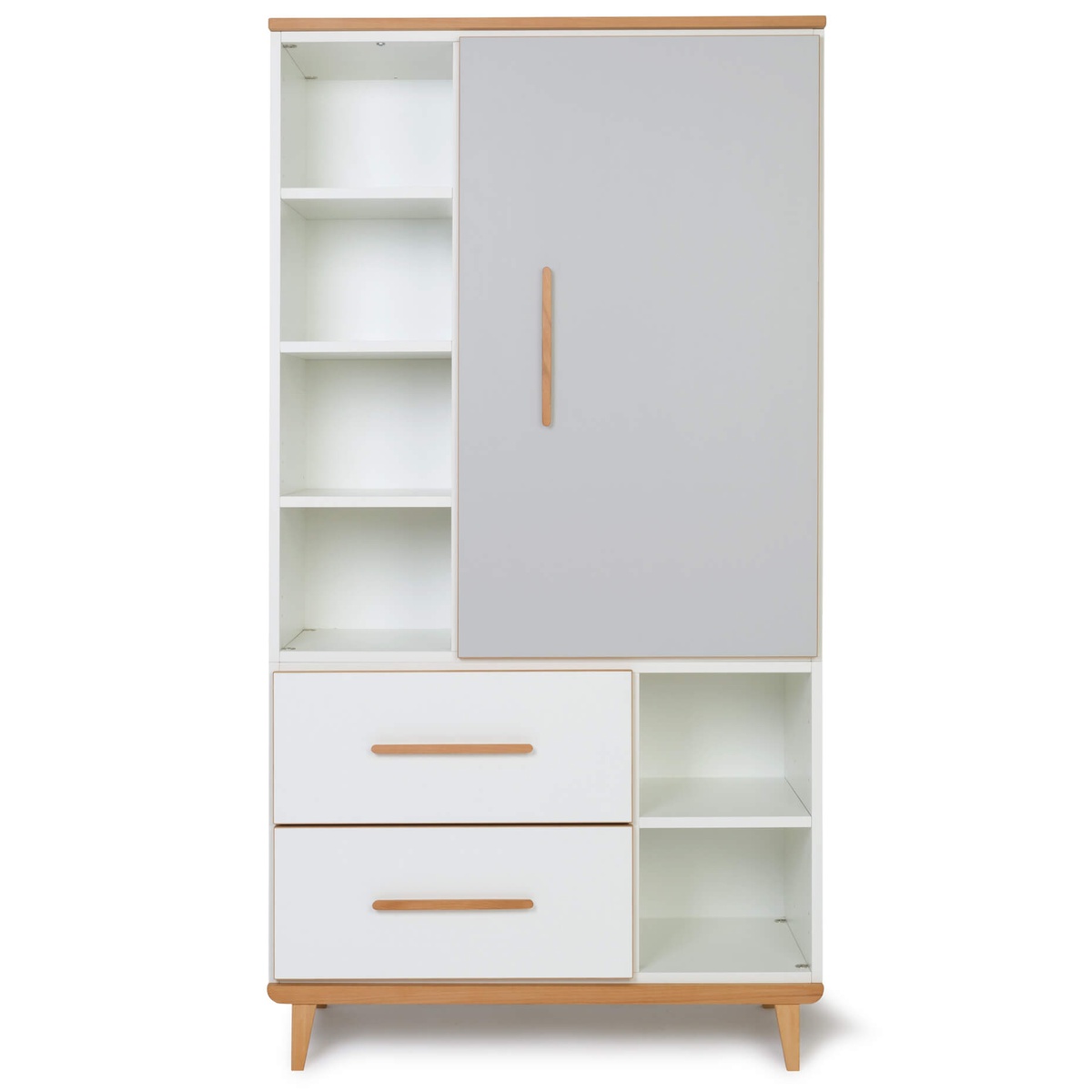 Kleiderschrank 173 cm 1-türig 2 Schubladen NADO Retro Buche manhattan grey-white