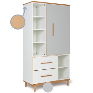 Kleiderschrank 173 cm 1-türig 2 Schubladen NADO Retro Buche manhattan grey-white
