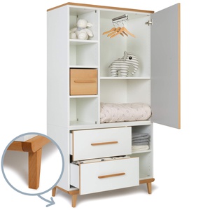 Kleiderschrank 173 cm 1-türig 2 Schubladen NADO Retro Buche manhattan grey-white