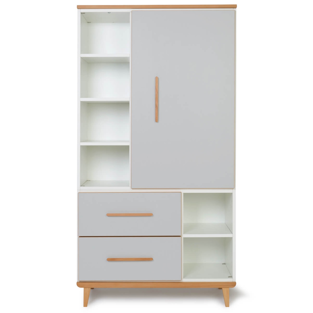 Kleiderschrank 173 cm 1-türig 2 Schubladen NADO Retro Buche manhattan grey