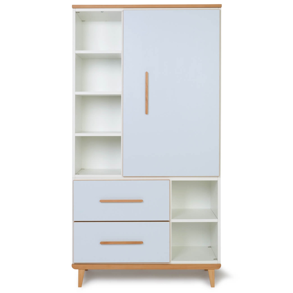 Kleiderschrank 173 cm 1-türig 2 Schubladen NADO Retro Buche sky blue