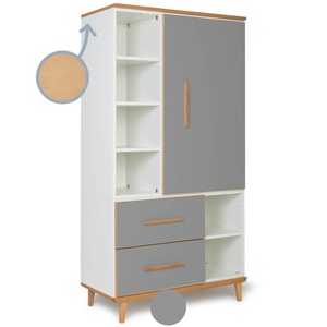 Kleiderschrank 173 cm 1-türig 2 Schubladen NADO Retro Buche slate grey