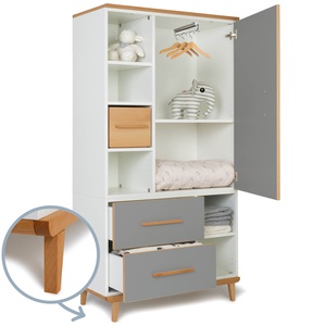 Kleiderschrank 173 cm 1-türig 2 Schubladen NADO Retro Buche slate grey