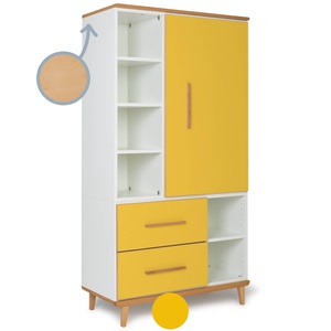 Kleiderschrank 173 cm 1-türig 2 Schubladen NADO Retro Buche sunshine yellow