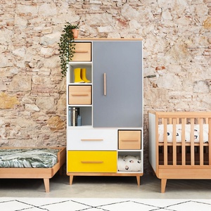 Kleiderschrank 173 cm 1-türig 2 Schubladen NADO Retro Buche sunshine yellow