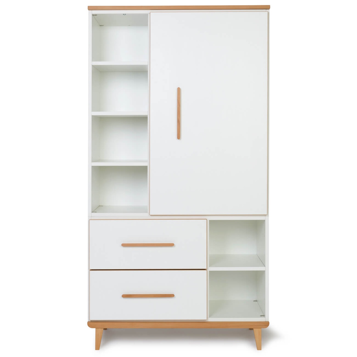 Kleiderschrank 173 cm 1-türig 2 Schubladen NADO Retro Buche white