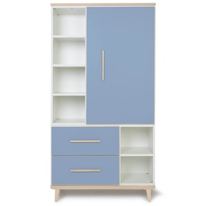 Kleiderschrank 173 cm 1-türig 2 Schubladen NADO Retro Esche capri blue