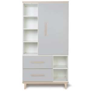 Kleiderschrank 173 cm 1-türig 2 Schubladen NADO Retro Esche manhattan grey