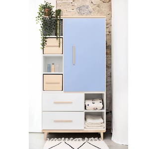 Kleiderschrank 173 cm 1-türig 2 Schubladen NADO Retro Esche manhattan grey