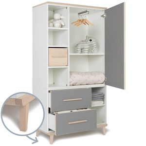 Kleiderschrank 173 cm 1-türig 2 Schubladen NADO Retro Esche slate grey