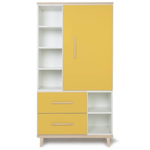 Kleiderschrank 173 cm 1-türig 2 Schubladen NADO Retro Esche sunshine yellow