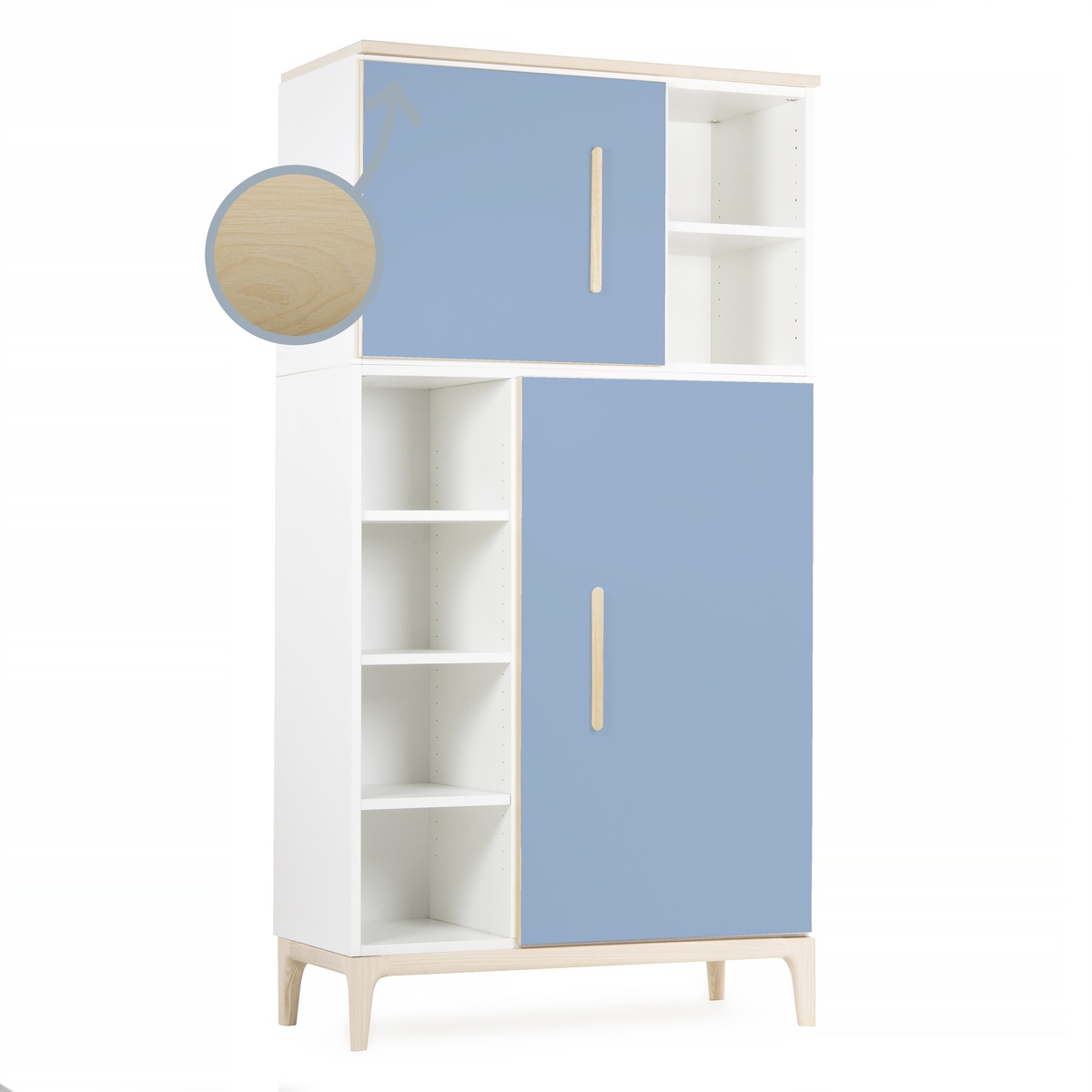 Kleiderschrank 173 cm 2-türig NADO Curve Esche capri blue