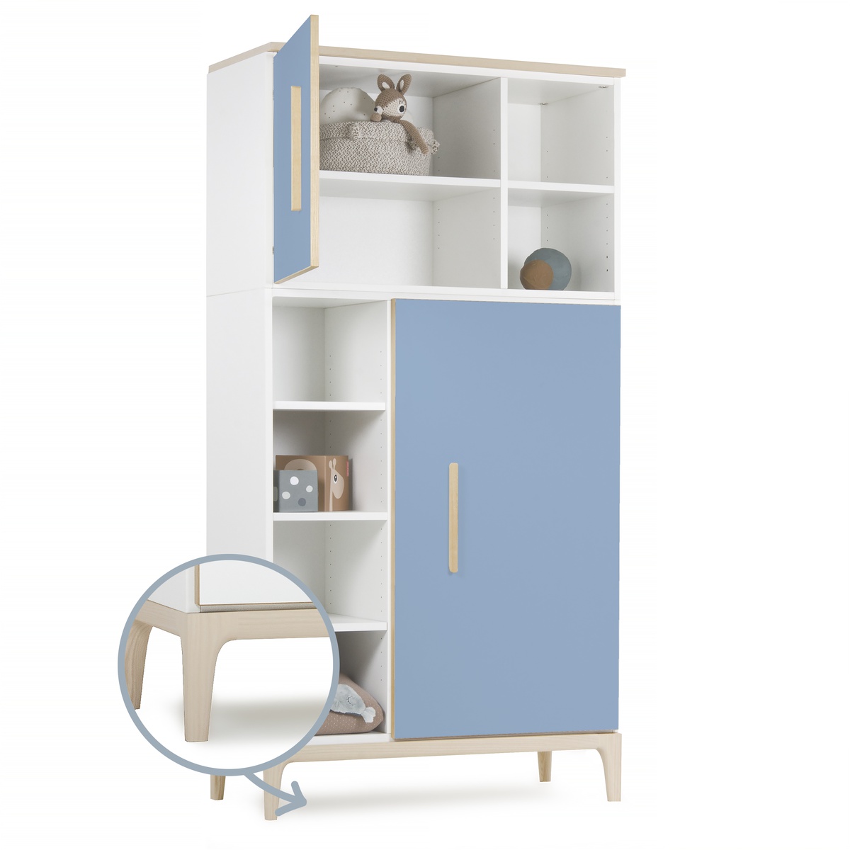 Kleiderschrank 173 cm 2-türig NADO Curve Esche capri blue