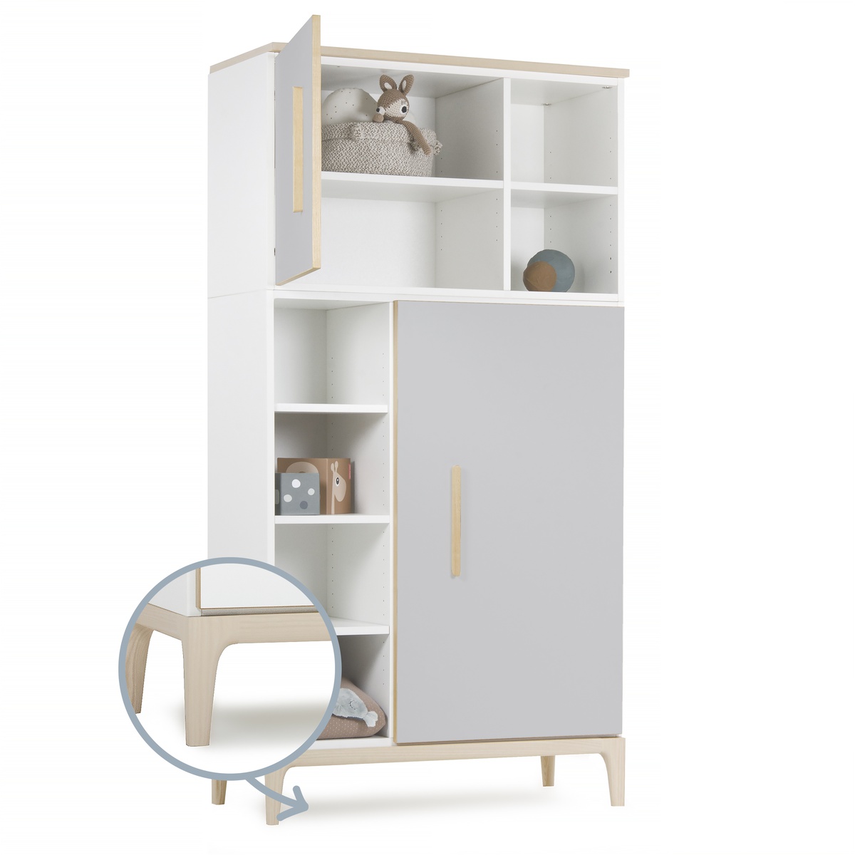 Kleiderschrank 173 cm 2-türig NADO Curve Esche manhattan grey