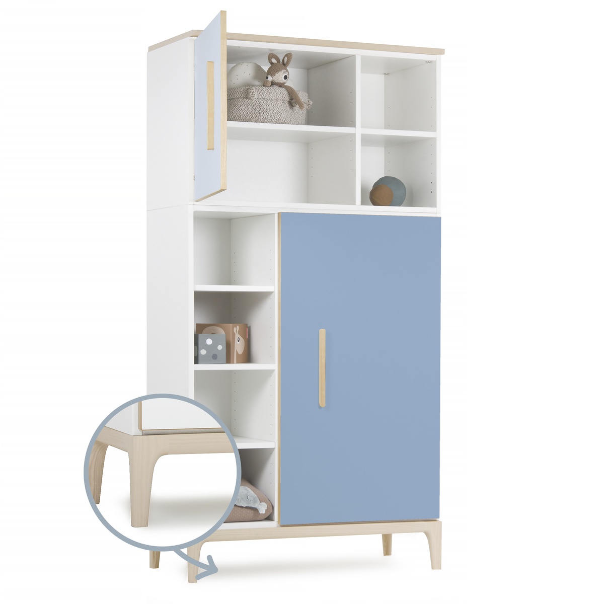 Kleiderschrank 173 cm 2-türig NADO Curve Esche sky blue-capri blue