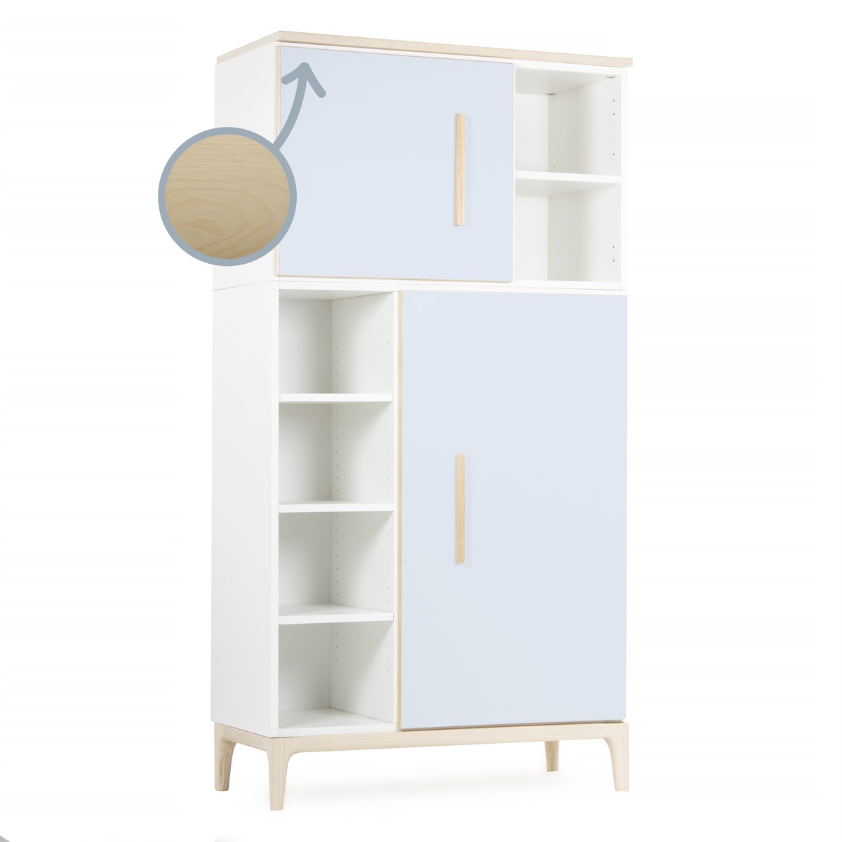 Kleiderschrank 173 cm 2-türig NADO Curve Esche sky blue