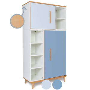 Kleiderschrank 173 cm 2-türig NADO Retro Buche sky blue-capri blue