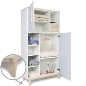 Kleiderschrank 173 cm 2-türig NADO Retro Esche sky blue