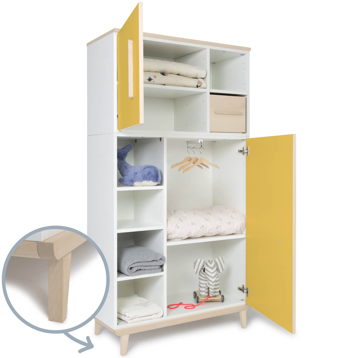 Kleiderschrank 173 cm 2-türig NADO Retro Esche sunshine yellow 