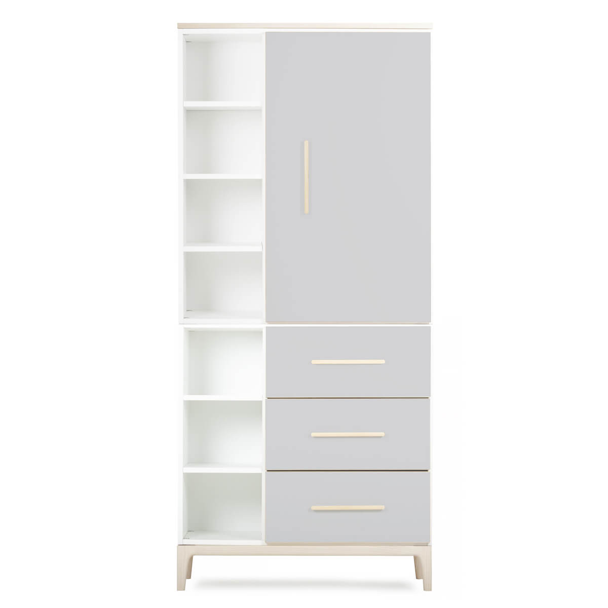 Kleiderschrank 198 cm 1-türig 3 Schubladen NADO Curve Esche manhattan grey