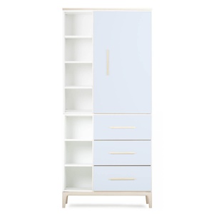 Kleiderschrank 198 cm 1-türig 3 Schubladen NADO Curve Esche sky blue