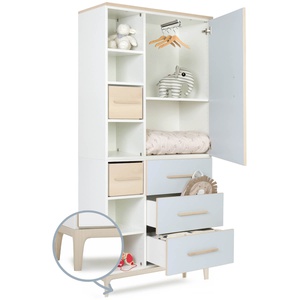 Kleiderschrank 198 cm 1-türig 3 Schubladen NADO Curve Esche sky blue