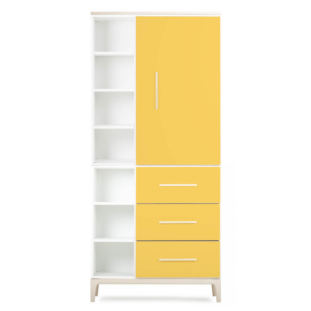 Kleiderschrank 198 cm 1-türig 3 Schubladen NADO Curve Esche sunshine yellow
